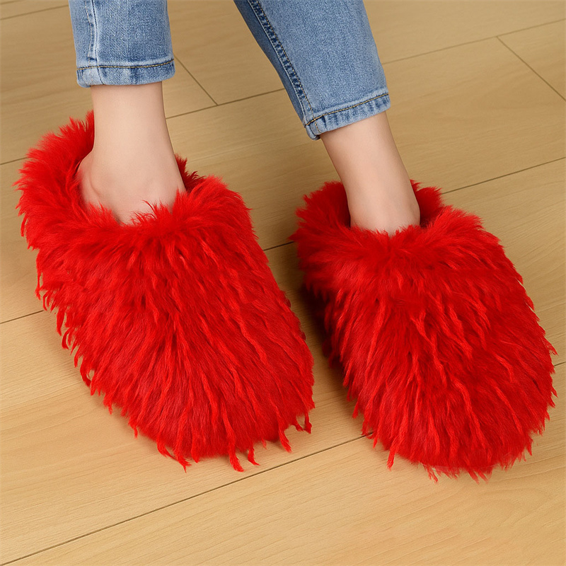 Women'S Shoes Clogs - Зимние женские тапочки из пушистого искусственного