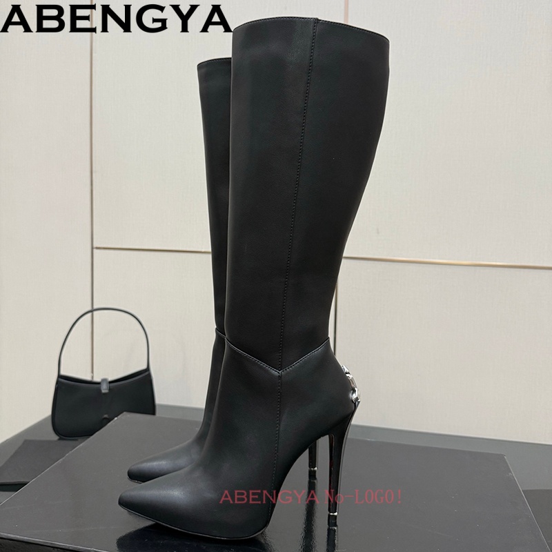 Сексуальные черные кожаные сап – обзор и цена Knee High Boots Women