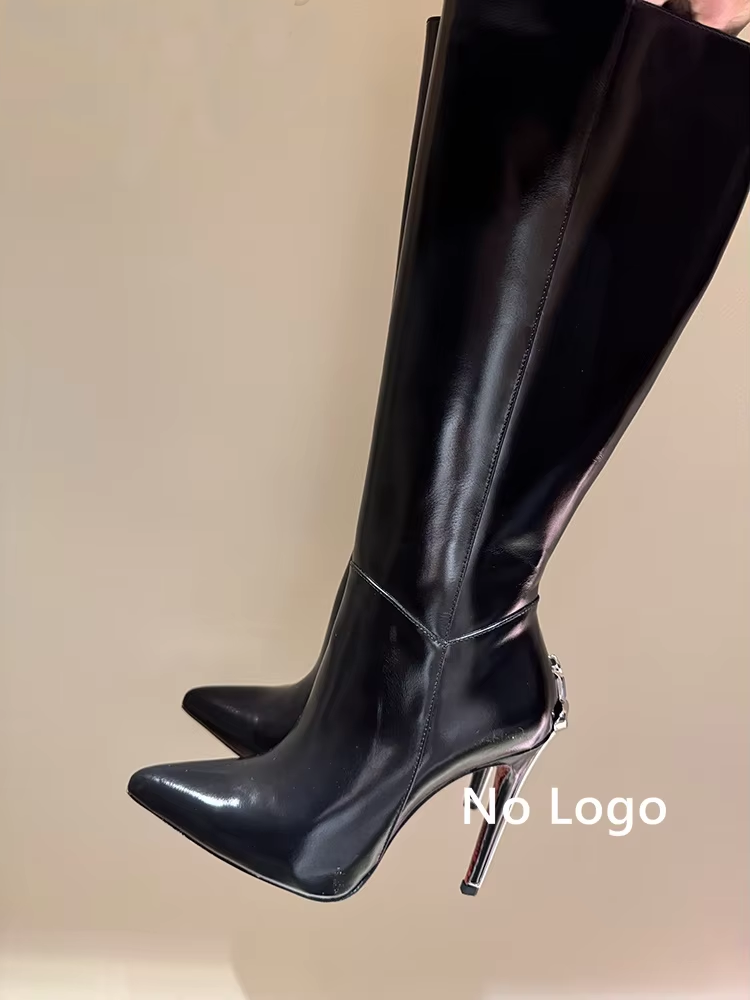 Сексуальные черные кожаные сап – обзор и цена Knee High Boots Women